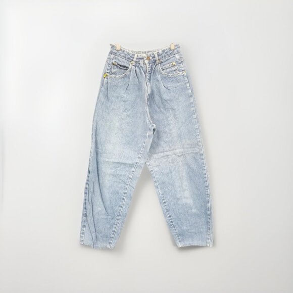 Sasson Vtg High Waisted Pleated Mom Jeans, Size 7, 1980s 80s Light Wash Retro - Picture 1 of 6